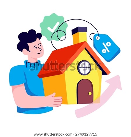 Conceptual flat design illustration of property discount 