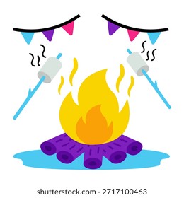 Ilustração de design plano conceitual de marshmallows assados 