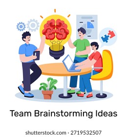Konzeptionelle flache Entwurfsdarstellung von Teambrainstorming