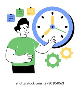 Ilustração do design plano conceitual do gerenciamento de tempo 
