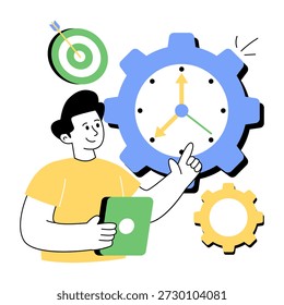 Ilustração do design plano conceitual do gerenciamento de tempo 