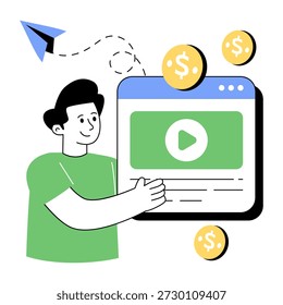 Ilustração de design plano conceitual de ganhos de vídeo 