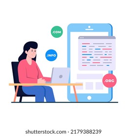 Conceptual flat design illustration of web development