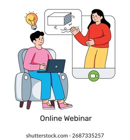 Ilustración de diseño plano conceptual de webinar