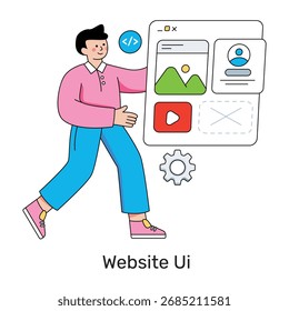 Ilustración de diseño plano conceptual de Sitio web ui