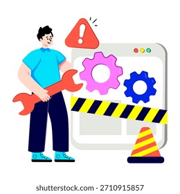 Ilustração de design plano conceitual da manutenção do site