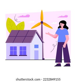 Conceptual flat design illustration of wind energy.