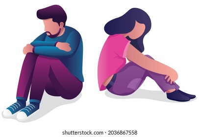 Ilustración conceptual de diseño plano con pareja joven con problemas de relación.
