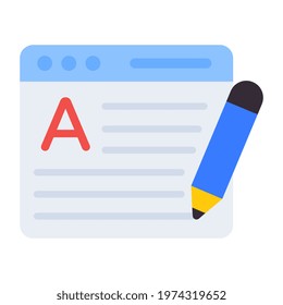 Conceptual flat design of online article writing icon
