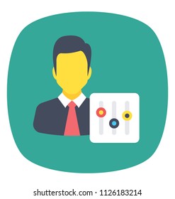 Conceptual flat icon design of Administrator