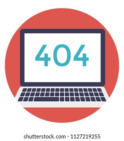 A conceptual flat icon of website page not found, server error or incorrect page link 