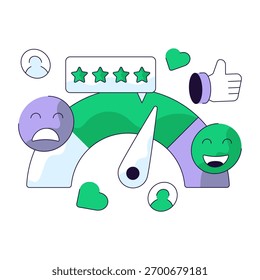 Ilustración conceptual de diseño de línea plana de medida de Comentarios