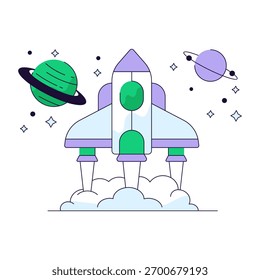 Ilustración conceptual de diseño de línea plana del transbordador espacial