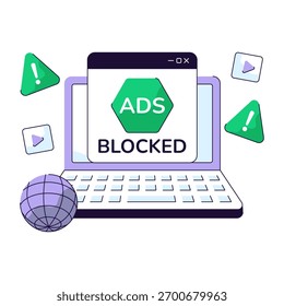 Ilustración conceptual de diseño de línea plana de anuncio bloqueado