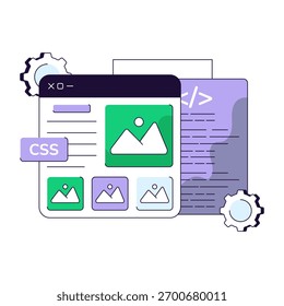 Ilustração de design de linha plana conceitual da paisagem da Web