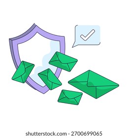 Ilustración conceptual de diseño de línea plana de seguridad de correo