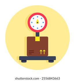 Conceptual flat rounded design icon of parcel weighing