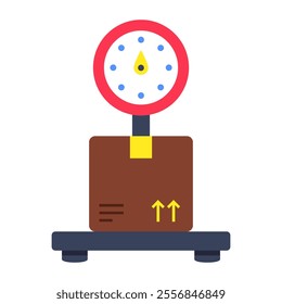 Conceptual flat rounded design icon of parcel weighing