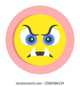 Conceptual flat rounded design icon of angry face