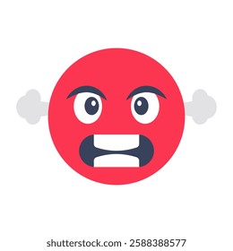 Conceptual flat rounded design icon of angry face