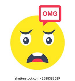 Conceptual flat rounded design icon of omg smiley