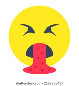Conceptual flat rounded design icon of vomit Emoji
