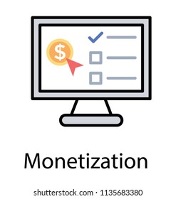 
Conceptual flat vector icon design of monetization 
