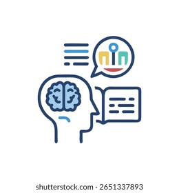 Conceptual flat vector illustration showing data analysis occurring within human brain. Business planning and management strategy.