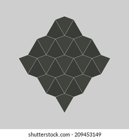 Conceptual geometric figure. Abstract symbol, with triangles. Stylized design element. Background design for poster, flyer, cover, brochure, banner. Easy to edit. Vector illustration - EPS10.