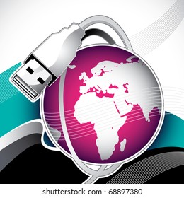 Konzeptionelles globales Banner mit entworfenen Abstraktionen. Vektorgrafik.