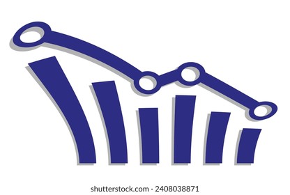 Conceptual graph with decrease report. Diagram with recession and bankruptcy progress. Business and finance vector illustration