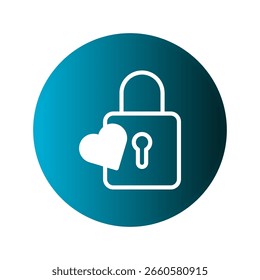 Konzeptgrafik eines Herzvorhängeschlosses, das Liebe, Sicherheit und Schutz im digitalen Zeitalter repräsentiert
