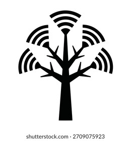 Gráfico conceptual de un árbol con señales inalámbricas.