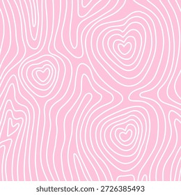 Mão conceitual desenhar fundo linear com anéis de árvore em forma de coração, corte tronco de árvore. Vetor bg para o design do dia dos namorados.