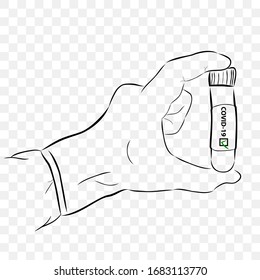 Conceptual Hand Draw Sketch Vector, doctor hand holding plastic testing tube, at Transparent Effect Backgound

