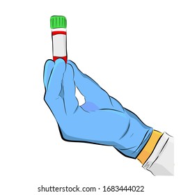 Konzeptionelle Handzeichnung Skizze Vektorillustration, von der Hand, die eine Plastikprobe hält, einzeln auf Weiß
