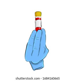 Conceptual Hand Draw Sketch Vector, doctor hand holding plastic testing tube, Isolated on White
