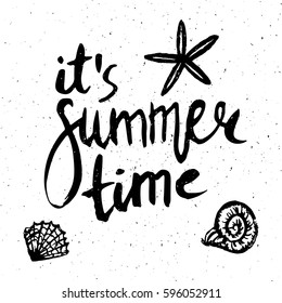 Conceptual hand drawn phrase It's summer time. Lettering design for posters, t-shirts, cards, invitations, stickers, banners, advertisement. Vector.