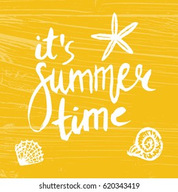 Conceptual hand drawn phrase It's summer time. Lettering design for posters, t-shirts, cards, invitations, stickers, banners, advertisement. Vector.