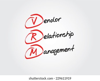 Conceptual hand drawn VRM acronym Vendor relationship management, chart shapes