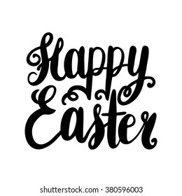 Conceptual handwritten phrase Happy Easter. Handwritten tee graphic. T shirt handwritten calligraphic design. Greeting card design. Hand drawn style vector illustration.
