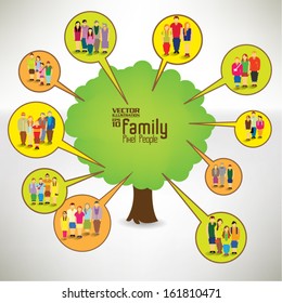 Conceptual happy family tree vector design