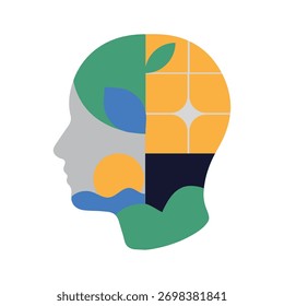 Perfil da cabeça conceitual Criatividade da Natureza e Mundo Interior