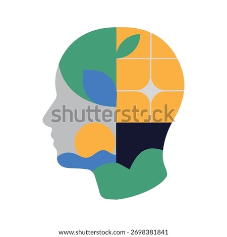 Conceptual Head Profile Nature Creativity and Inner World