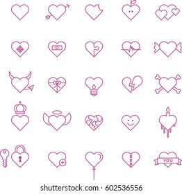 CONCEPTUAL HEARTS Pink Outline icons