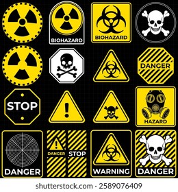 Conceptual HUD danger zone layout featuring red warning frames and futuristic alert elements. Vector illustration perfect for print and digital interfaces, including caution signs, attention alerts