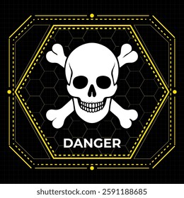Conceptual HUD danger zone layout featuring red warning frames and futuristic alert elements. High-quality vector illustration perfect for print and digital interfaces, including caution signs