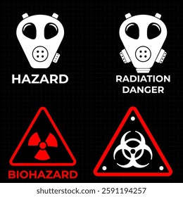 Conceptual HUD danger zone layout featuring red warning frames and futuristic alert elements. High-quality vector illustration perfect for print and digital interfaces, including caution signs, attent
