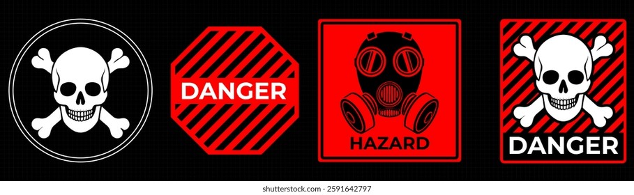 Conceptual HUD danger zone layout featuring red warning frames and futuristic alert elements. High-quality vector illustration perfect for print and digital interfaces, including caution signs, attent