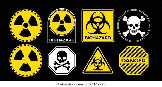 Conceptual HUD danger zone layout featuring red warning frames and futuristic alert elements. High-quality vector illustration perfect for print and digital interfaces, including caution signs, attent